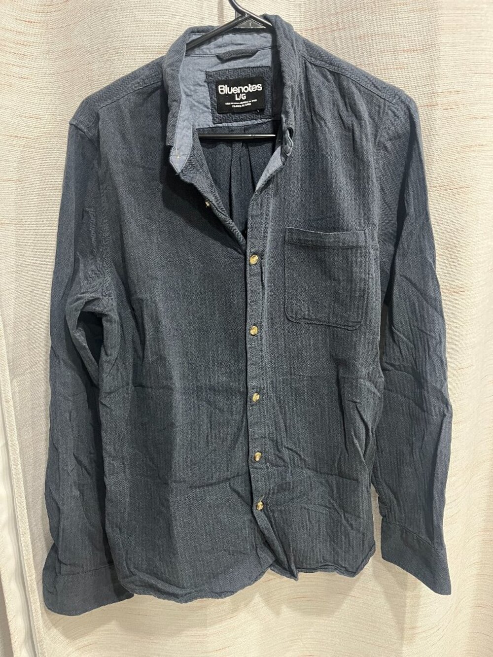Men's Large Blue Button Up Dress Shirt Bluenotes (009)